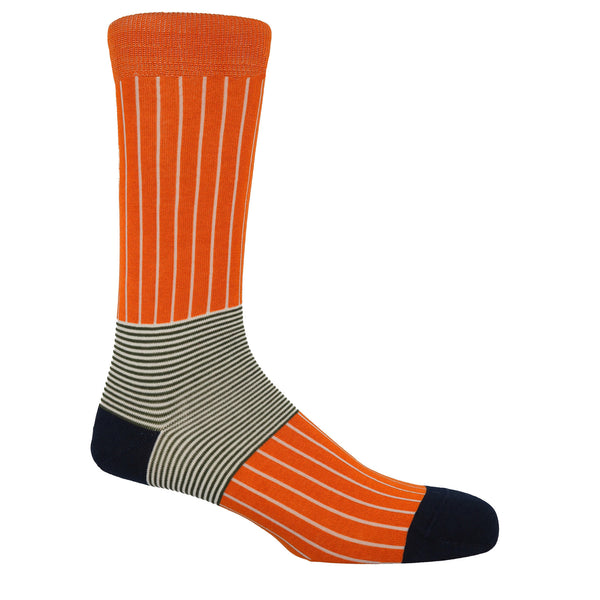 Oxford Stripe Men's Socks - Orange