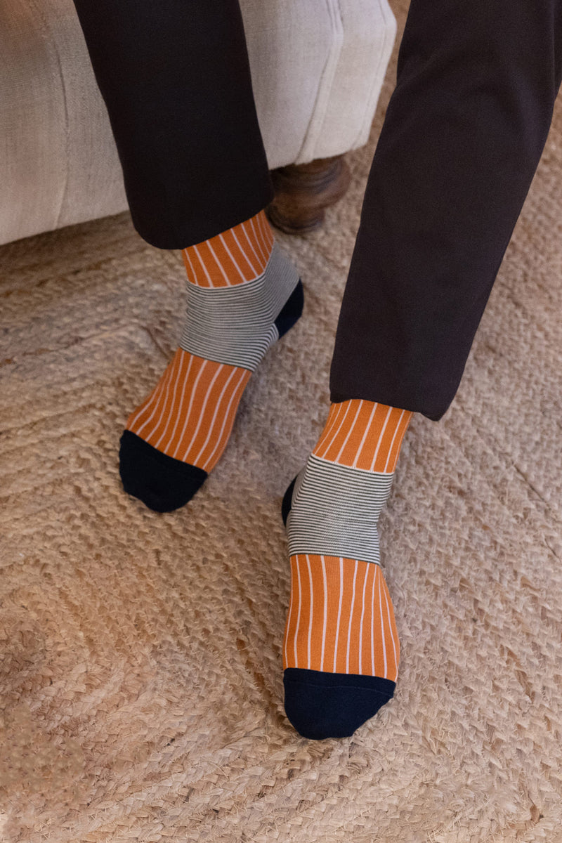 Oxford Stripe Men's Socks - Orange Peper Harow Oxford Stripe Men's Socks - Orange Peper Harow