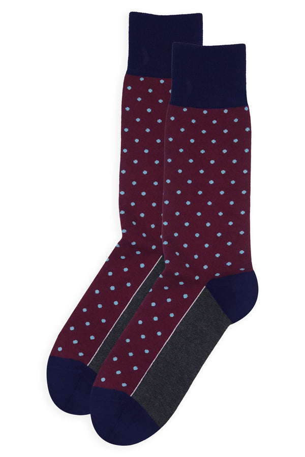 Pin Polka Herrensocken - Burgunderrot