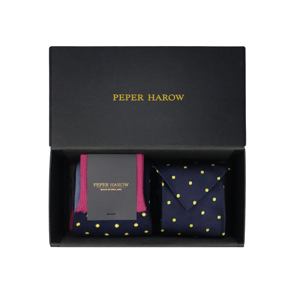 Midnight Pin Polka Tie & Socks Men's Gift Box