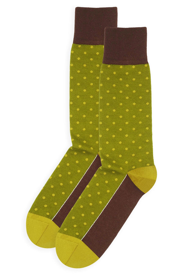 Pin Polka Herrensocken - Oliv