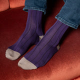 Herrensocken mit Nadelstreifen - Lila