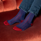 Nadelstreifensocken für Herren - Marineblau