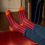 Nadelstreifensocken für Herren - Purpurrot