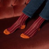 Nadelstreifensocken für Herren - Purpurrot