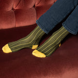 Nadelstreifen Herrensocken - Grün