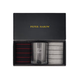 Pin Stripe Black & Grey Luxury Socks Gift Box with Dad Glass