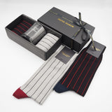 Pin Stripe Black & Grey Luxury Socks Gift Box with Dad Glass