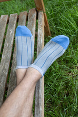 Pin Stripe Men's Trainer Socks - Grey