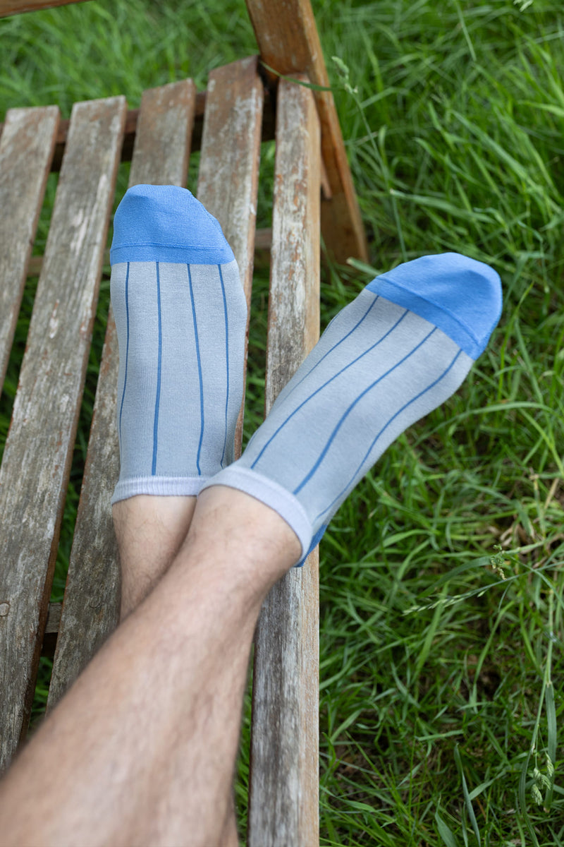Pin Stripe Men's Trainer Socks - Grey