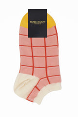 Peper Harow pink Grid women's luxury trainer socks rider