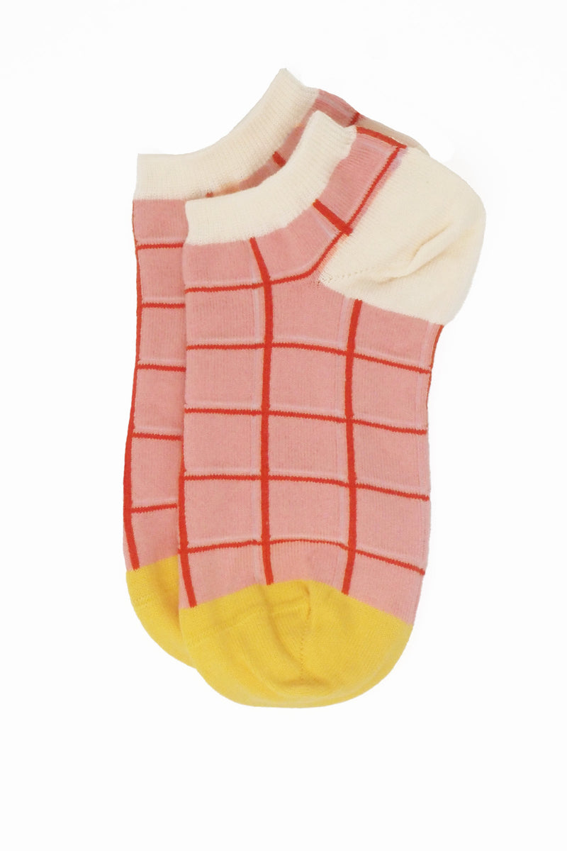 Peper Harow pink Grid women's luxury trainer socks topshot