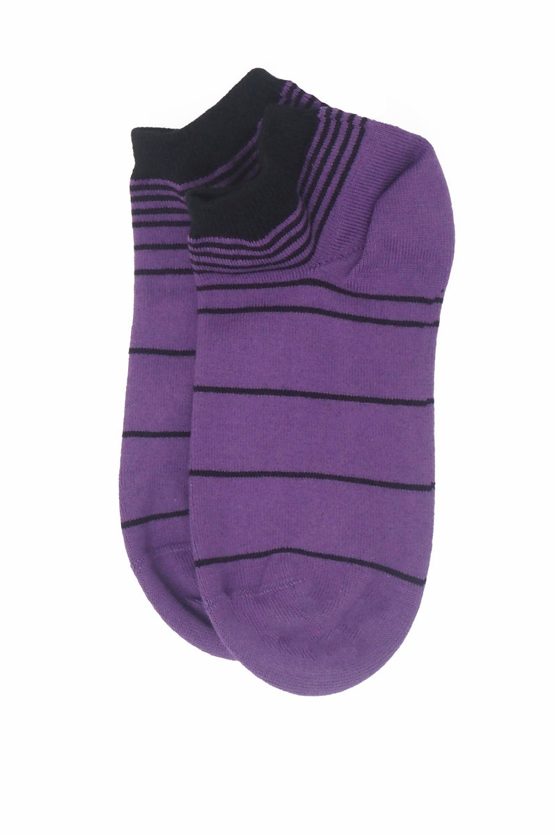 Retro Stripe Women's Trainer Socks - Purple