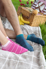 Retro Stripe Women's Trainer Socks - Pink