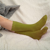 Gerippte Damen-Bettsocken mit Bündchen - Grün