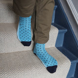 Pin Polka Herrensocken - Azurblau