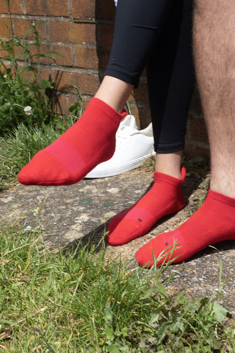 Organic Women's Trainer Sport Socks - Red