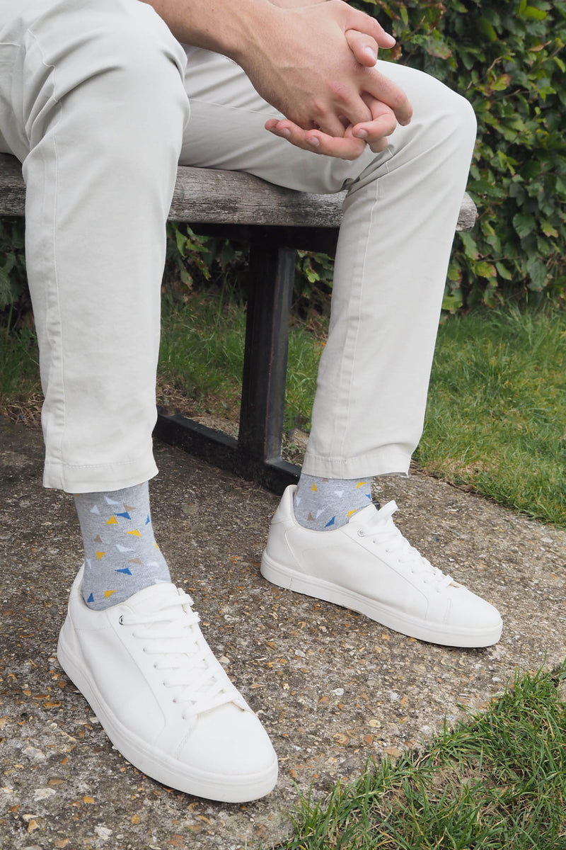 Trilateral Men's Socks - Light Grey
