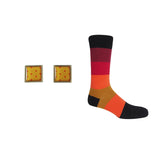 Groom's Set - Block Stripe Volcano Socks & Honey Cufflink