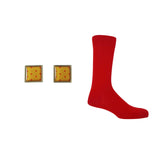 Groom's Set - Classic Red Socks & Honey Cufflink