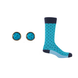 Groom's Set - Pin Polka Socks & Azure Cufflink