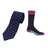Midnight Pin Polka Tie & Socks Groom's Set