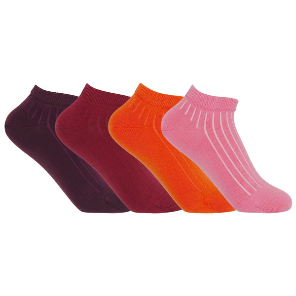 4 Pack Essential Women's Trainer Socks - Sunset