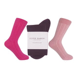 Cashmere & Wool Boot Women's Socks Bundle - Pink, Hot Pink & Purple