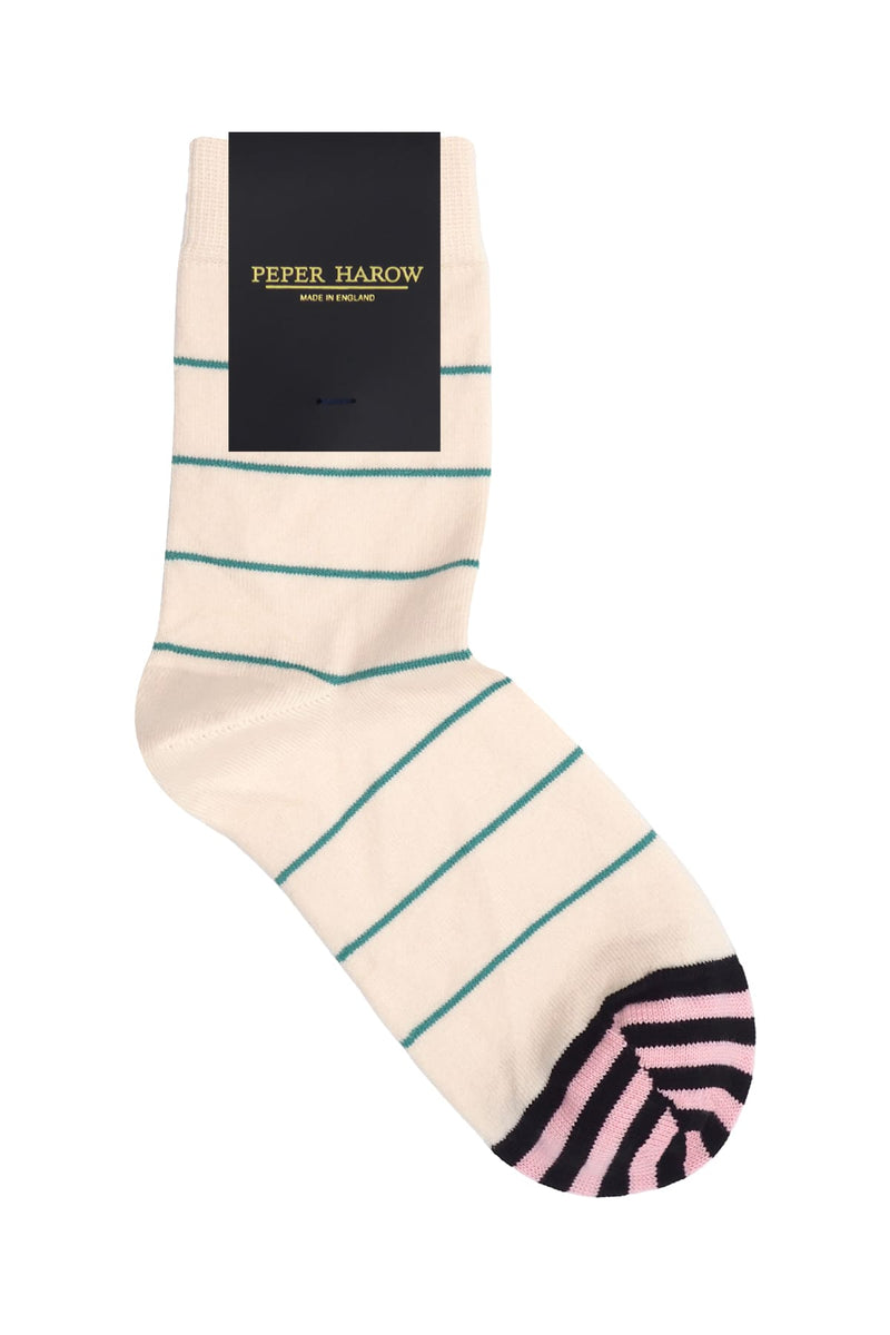 Thin Stripe Women's Socks - Cream