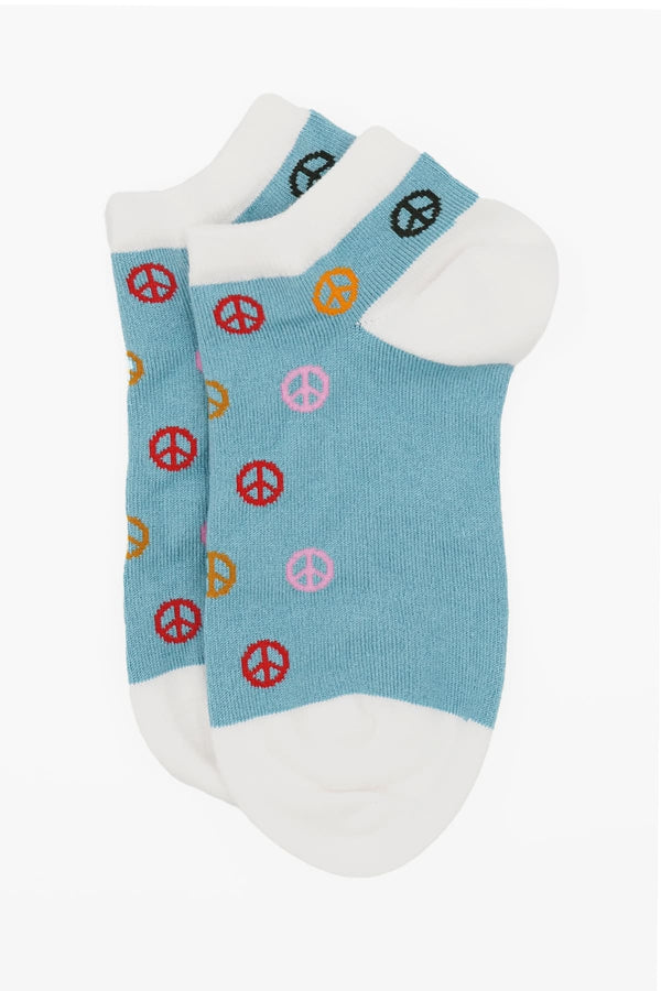 Peace Women's Trainer Socks - Blue