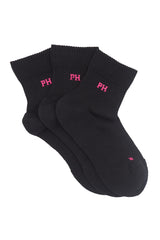 Peper Harow black Essential women's quarter crew luxury sport socks fan topshot