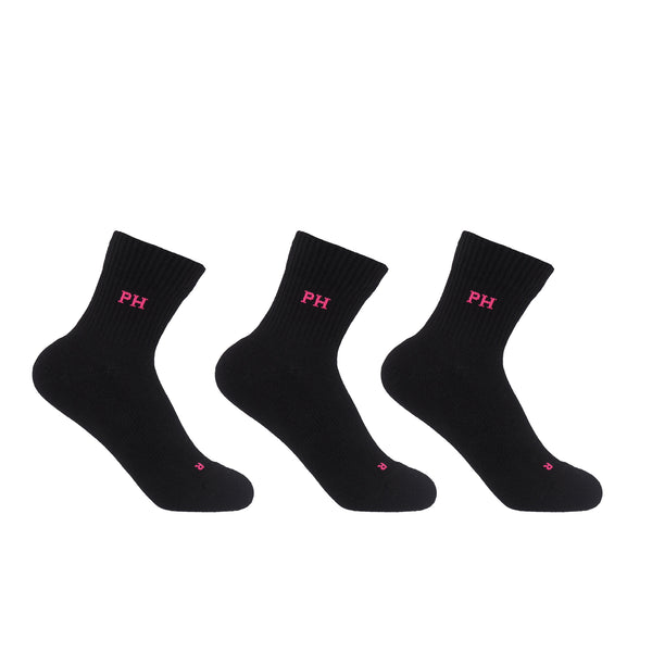 Peper Harow black Essential women's quarter crew luxury sport socks 3 pack