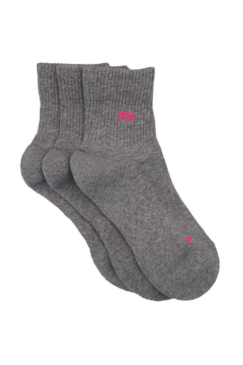 Peper Harow grey Essential women's quarter crew luxury sport socks topshot