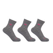 3 Pack Essential Quarter Women's Sport Socks - Grey