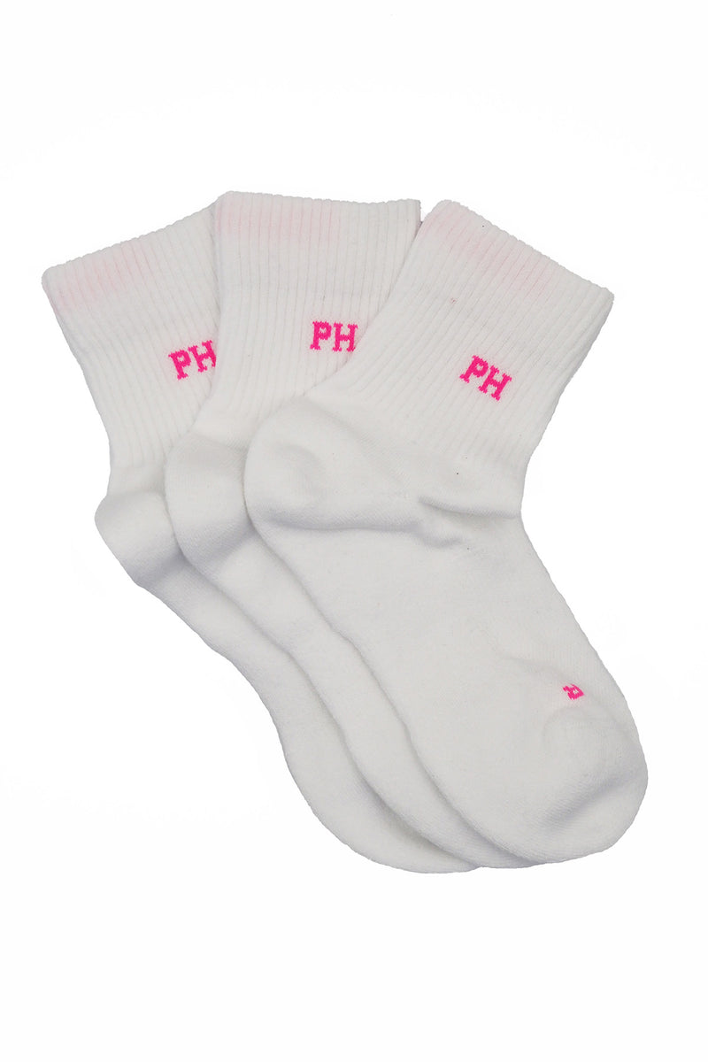Peper Harow white Essential women's quarter crew luxury sport socks fan topshot