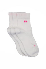 Peper Harow white Essential women's quarter crew luxury sport socks topshot