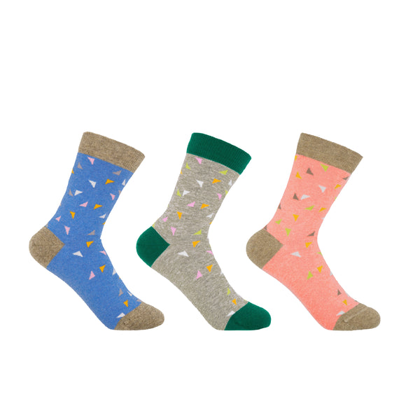 Trilateral Women's Socks Bundle - Blue, Grey & Pink