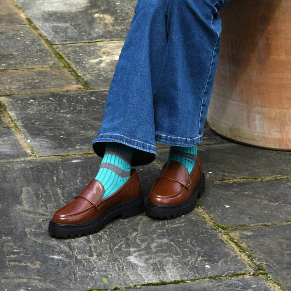 Old School Women's Socks - Teal