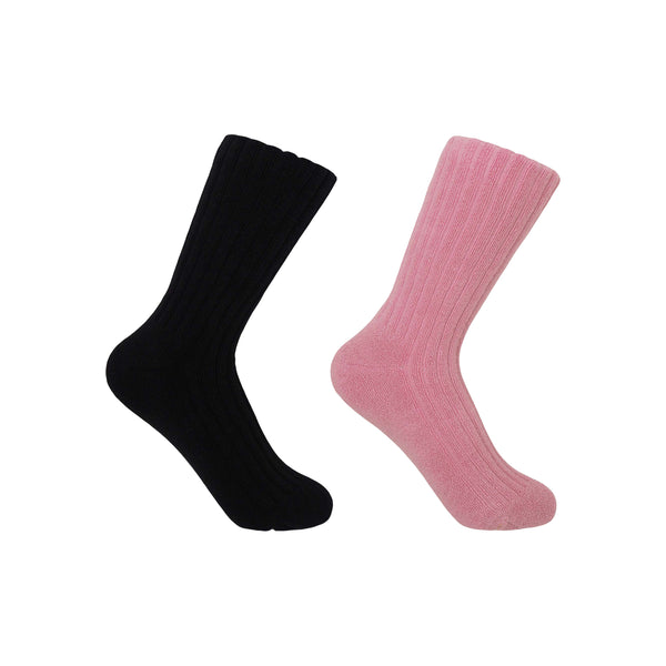 Ribbed Women's Bed Socks Bundle - Pink & Black