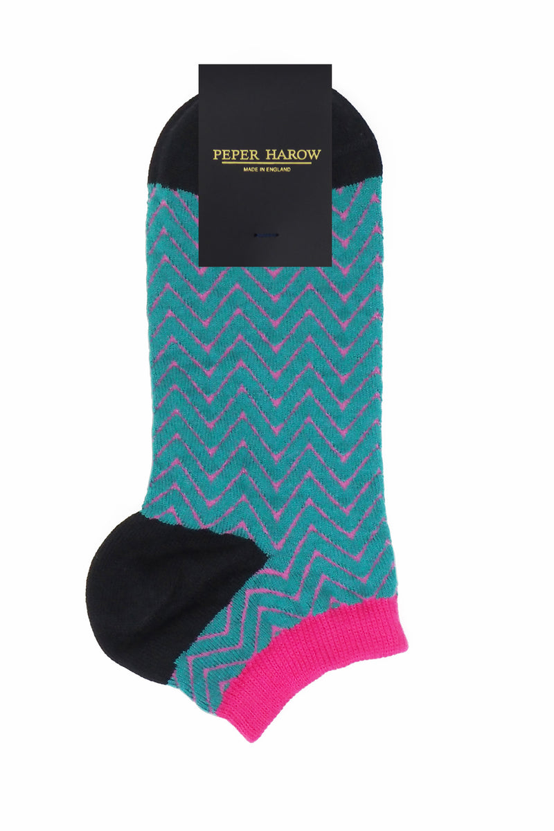 Zigzag Women's Trainer Socks - Teal