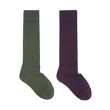 2 Pair Wool Boot Women’s Socks Bundle - Purple & Olive