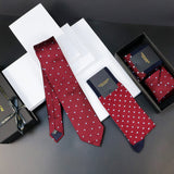 Burgundy Pin Polka Tie & Socks Men's Gift Box