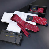 Burgundy Pin Polka Tie & Socks Men's Gift Box