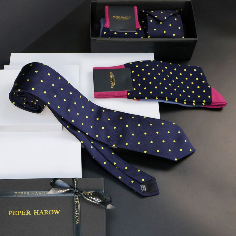 Midnight Pin Polka Tie & Socks Men's Gift Box
