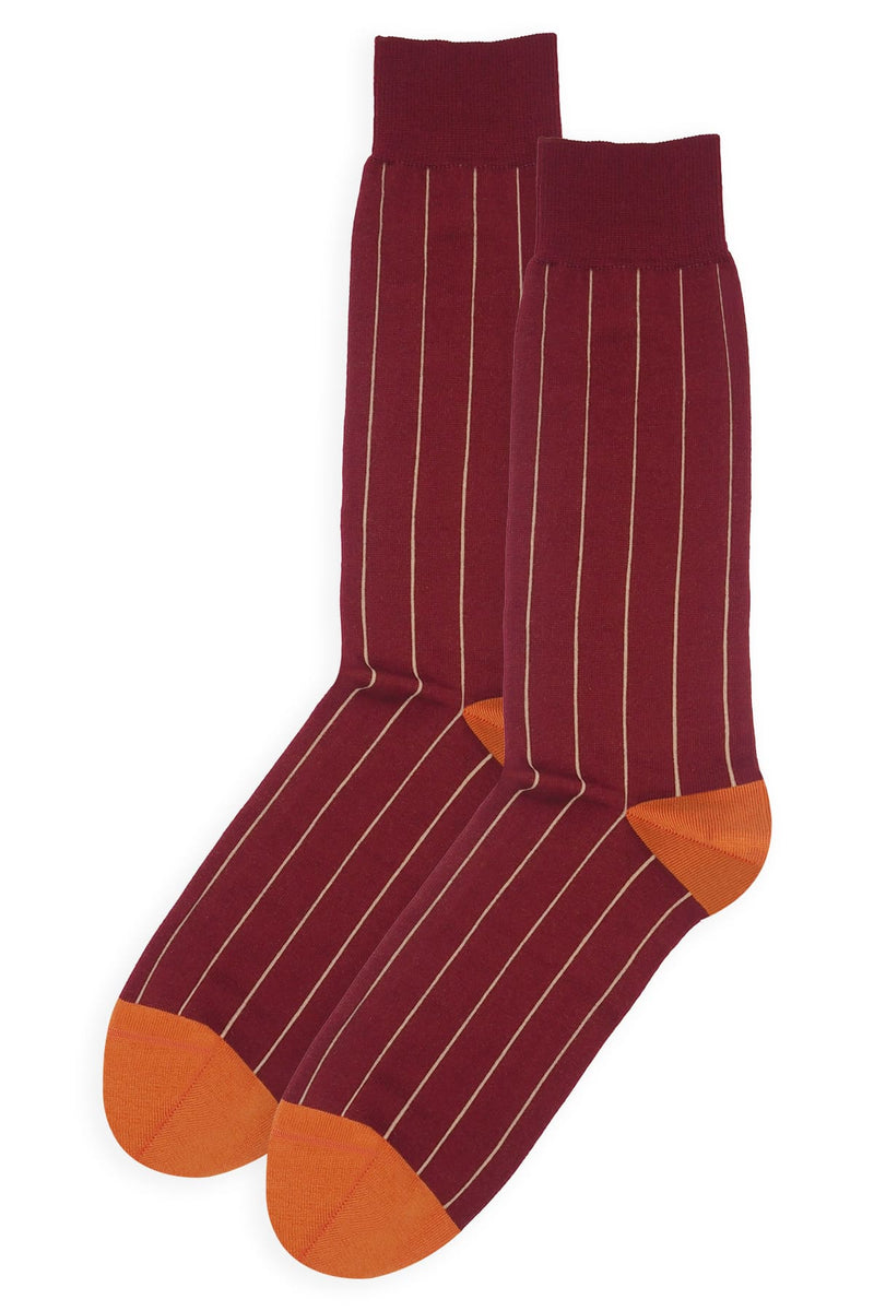 Pin Stripe Men's Socks - Crimson