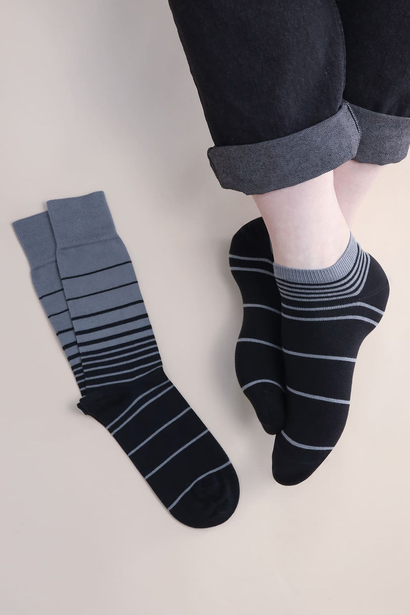 Retro Stripe Men's Trainer Socks - Onyx