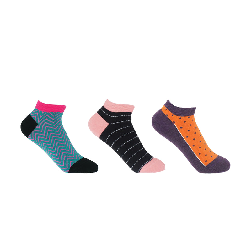 Women's Trainer Socks Bundle - Zigzag, Dash & Polka