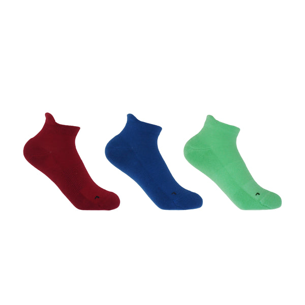 Organic Sport Women's Trainer Socks Bundle - Burgundy, Blue & Green