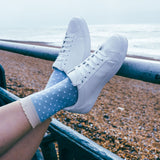 Peper Harow blue Pin Polka luxury women's organic cotton socks