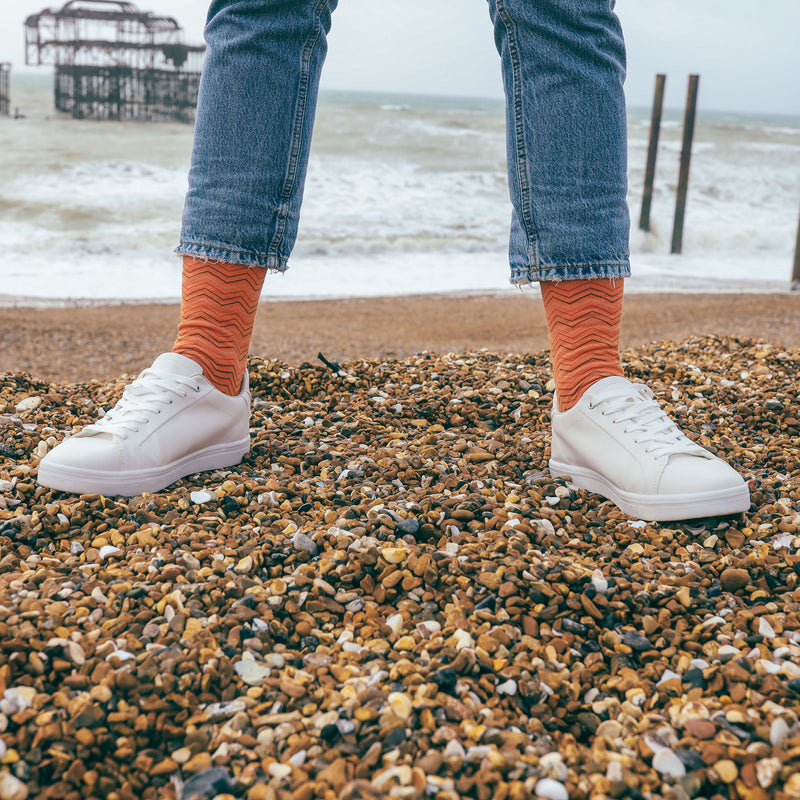 Peper Harow orange Oblique men's luxury socks